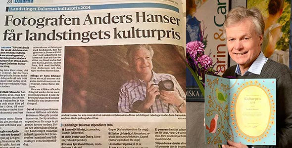 Anders Hanser får Landstinget Dalarnas kulturpris 2014